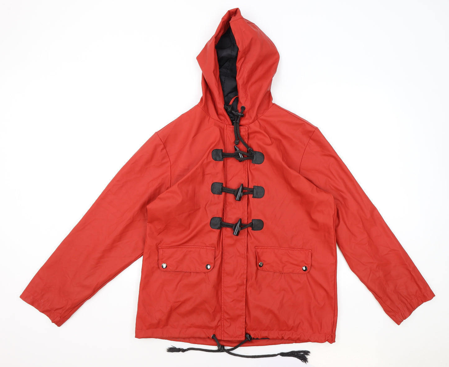 Boohoo Womens Red Rain Coat Coat Size 14 Zip