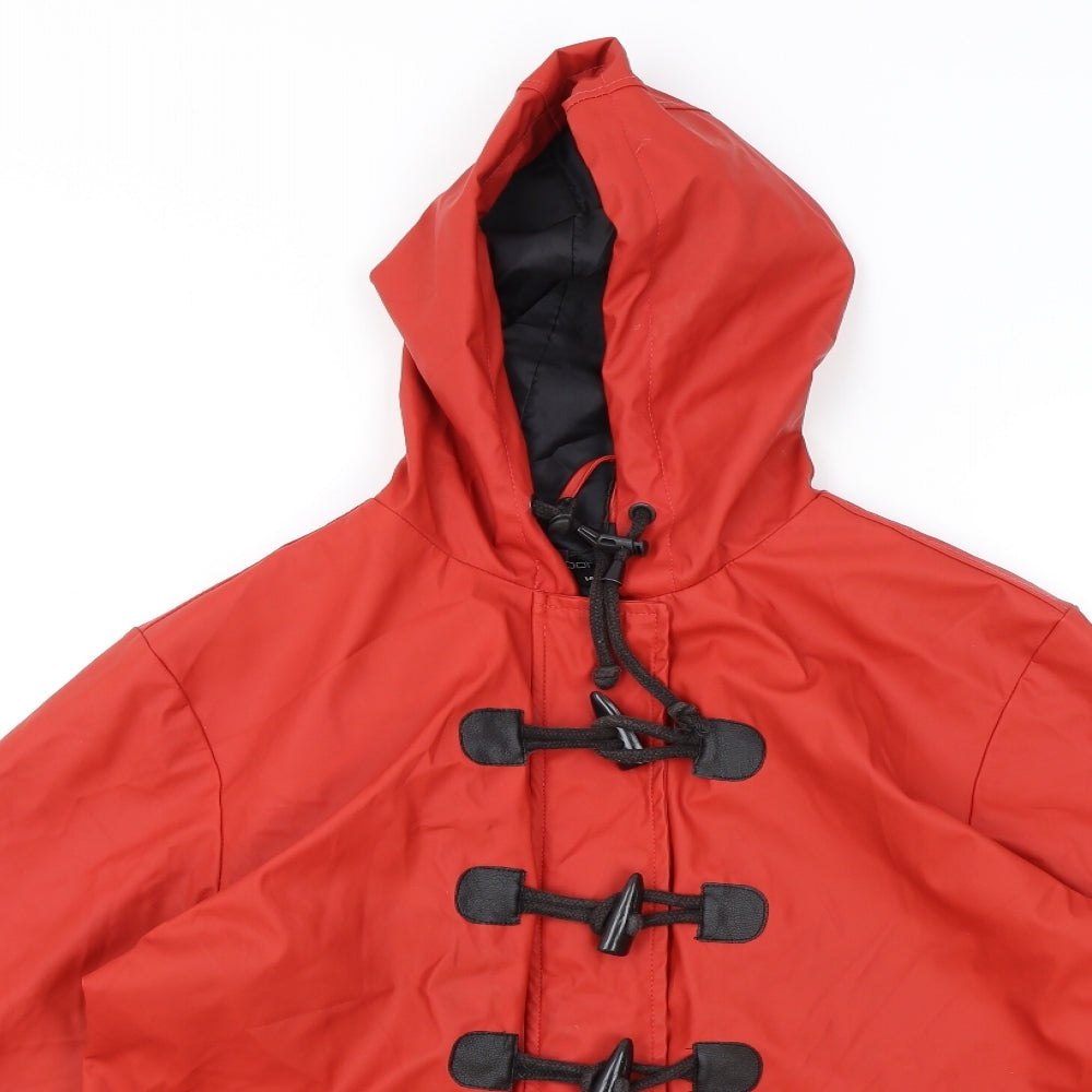 Boohoo Womens Red Rain Coat Coat Size 14 Zip