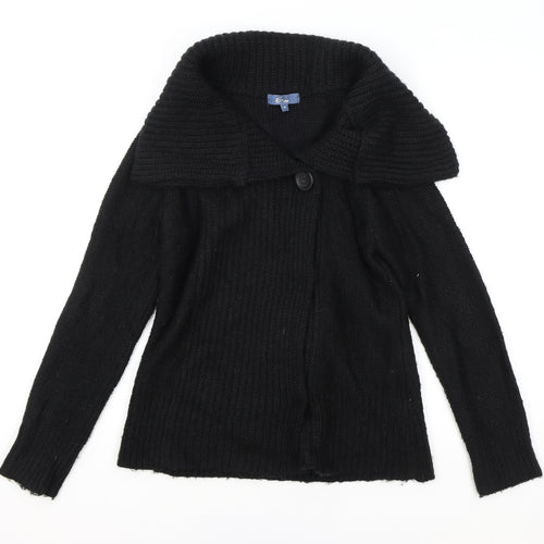 Evie Womens Black Cowl Neck Acrylic Cardigan Jumper Size 8