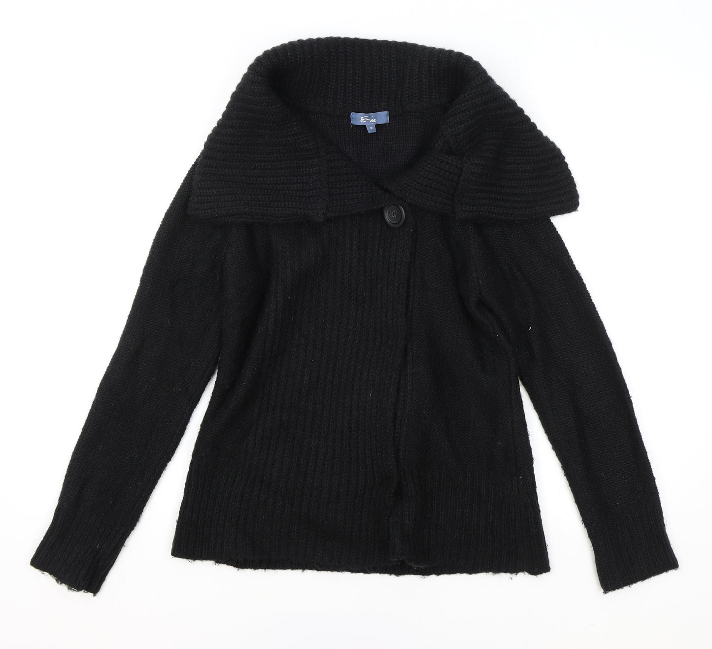 Evie Womens Black Cowl Neck Acrylic Cardigan Jumper Size 8