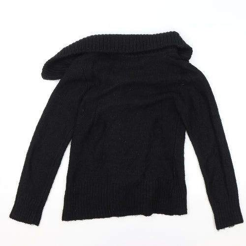 Evie Womens Black Cowl Neck Acrylic Cardigan Jumper Size 8