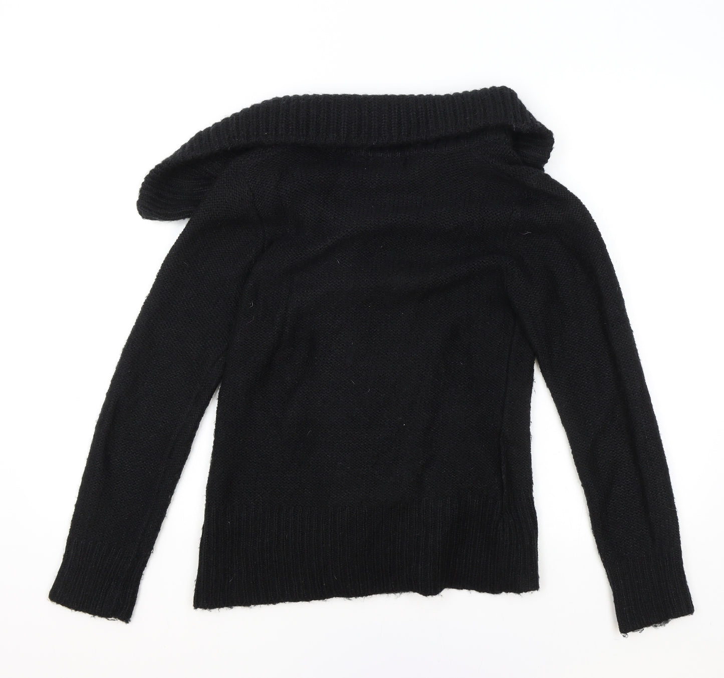 Evie Womens Black Cowl Neck Acrylic Cardigan Jumper Size 8