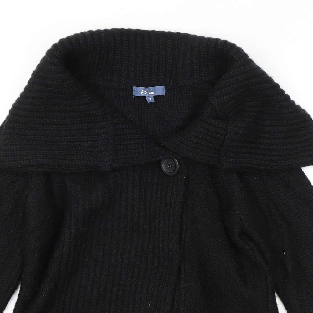 Evie Womens Black Cowl Neck Acrylic Cardigan Jumper Size 8