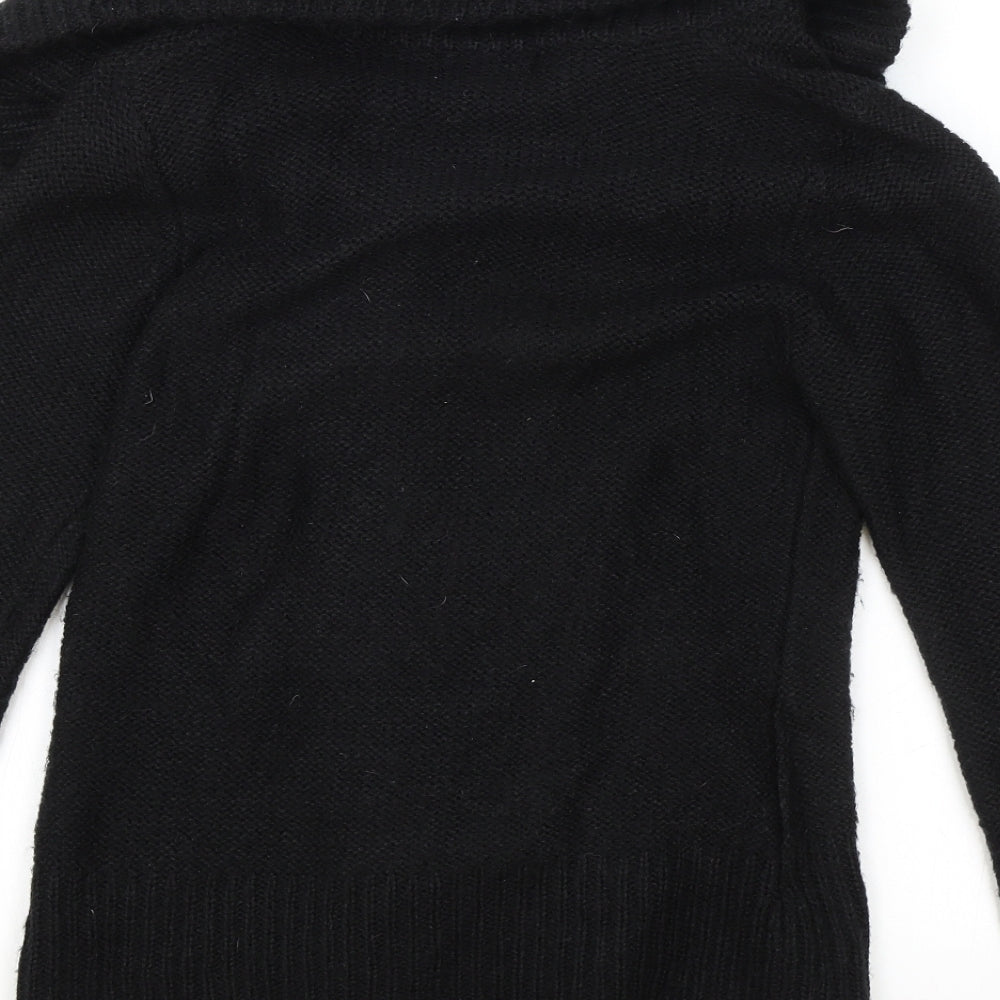 Evie Womens Black Cowl Neck Acrylic Cardigan Jumper Size 8