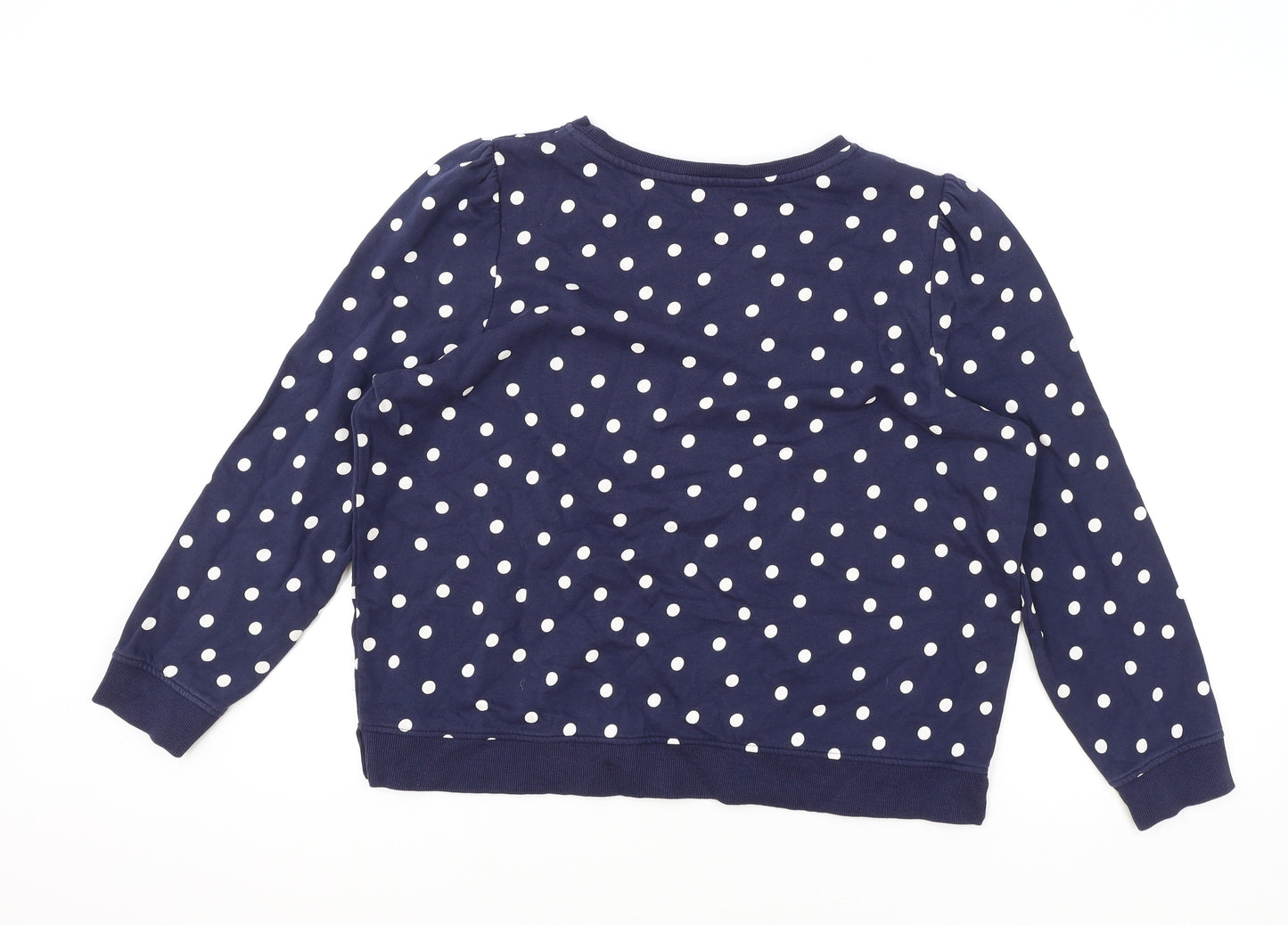 TU Womens Blue Polka Dot 100% Cotton Pullover Sweatshirt Size 14 Pullover