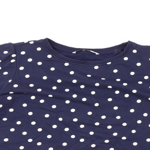 TU Womens Blue Polka Dot 100% Cotton Pullover Sweatshirt Size 14 Pullover