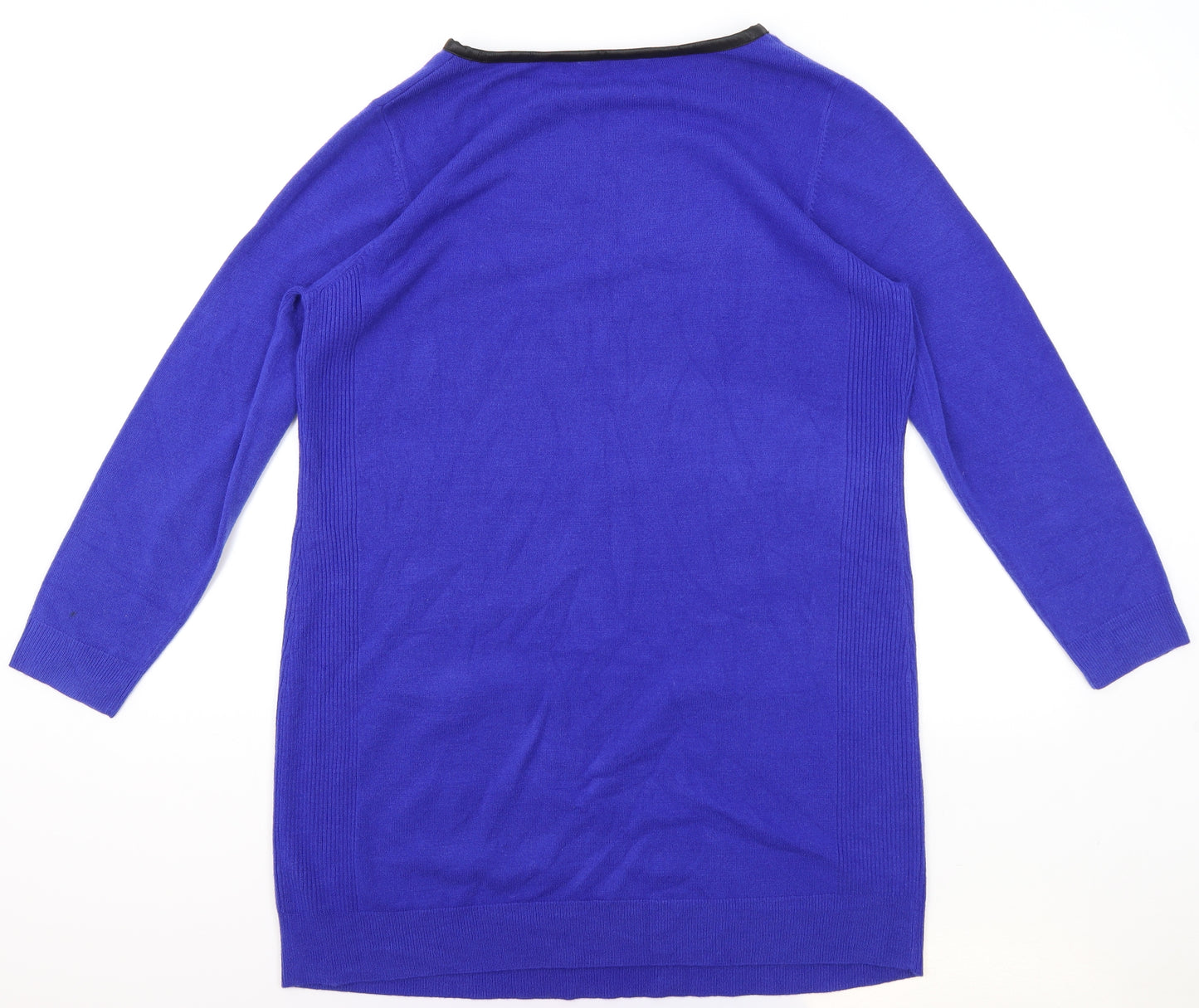 BHS Womens Blue Acrylic Jumper Dress Size 18 Round Neck Pullover