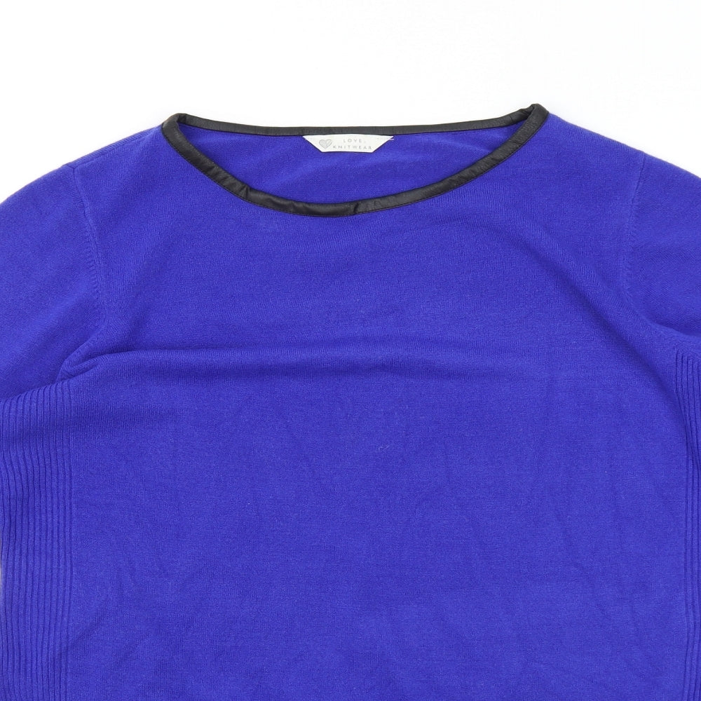 BHS Womens Blue Acrylic Jumper Dress Size 18 Round Neck Pullover