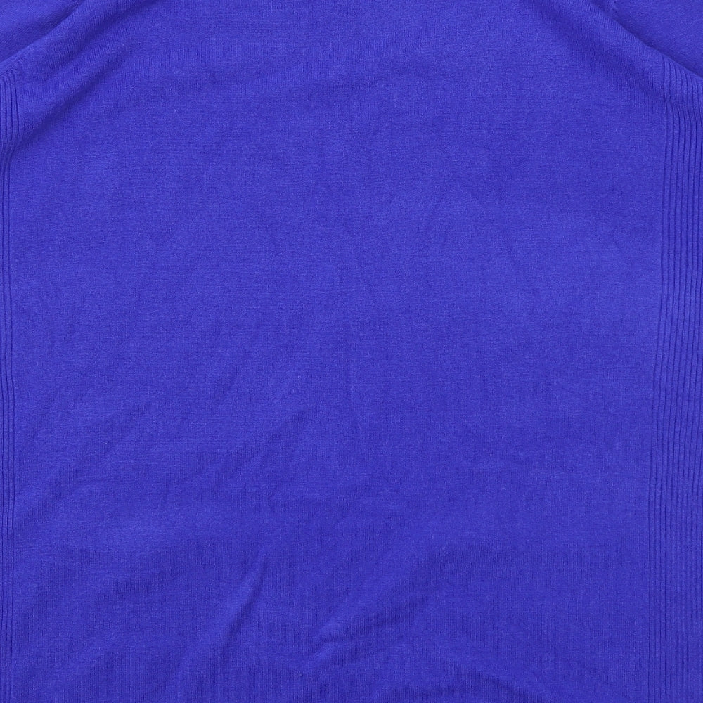 BHS Womens Blue Acrylic Jumper Dress Size 18 Round Neck Pullover
