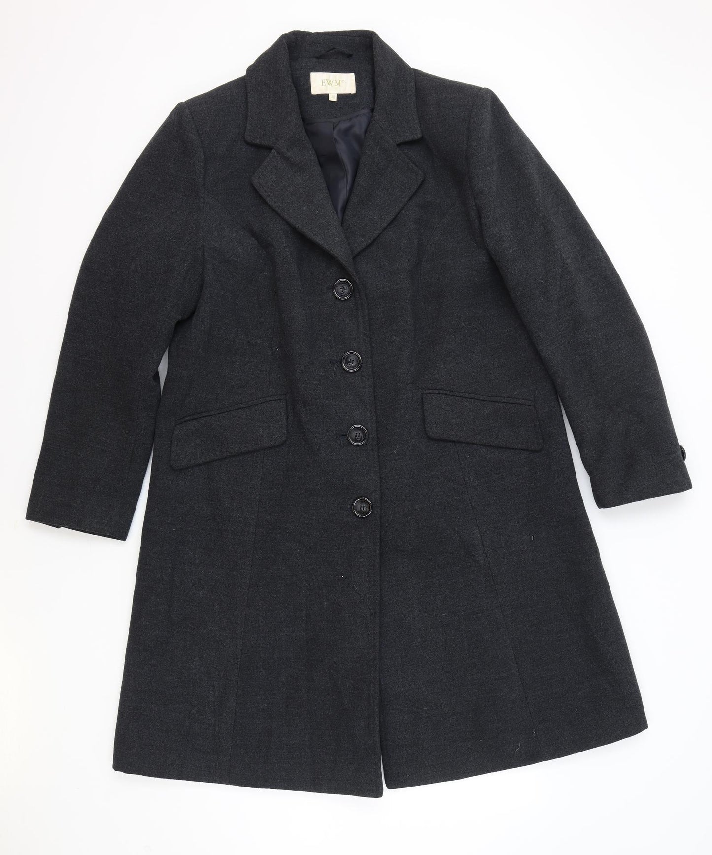 EWM Womens Grey Overcoat Coat Size 20 Button