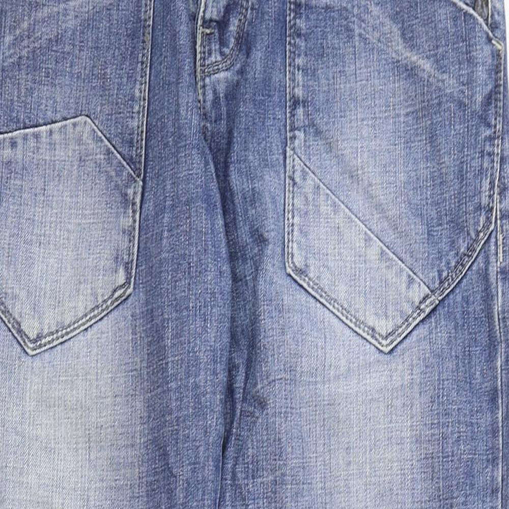 Soviet Mens Blue Cotton Straight Jeans Size 32 in L30 in Regular Button