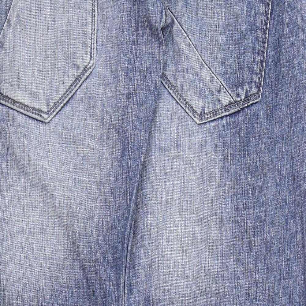 Soviet Mens Blue Cotton Straight Jeans Size 32 in L30 in Regular Button