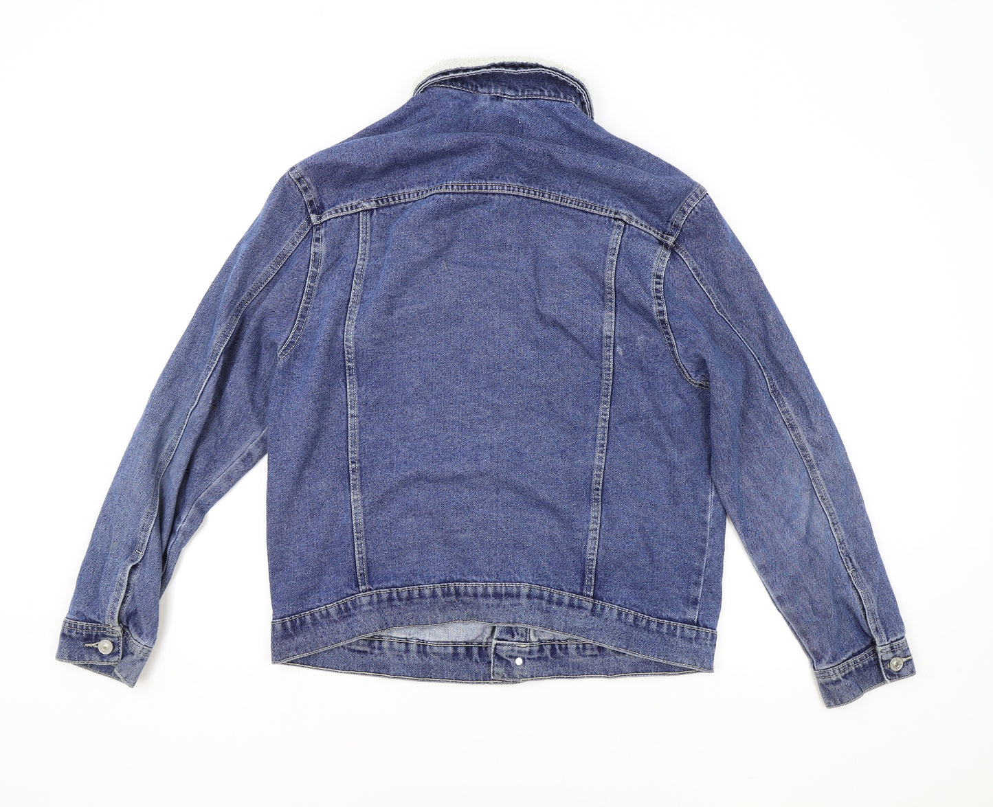 Bershka Mens Blue Jacket Coat Size M Button