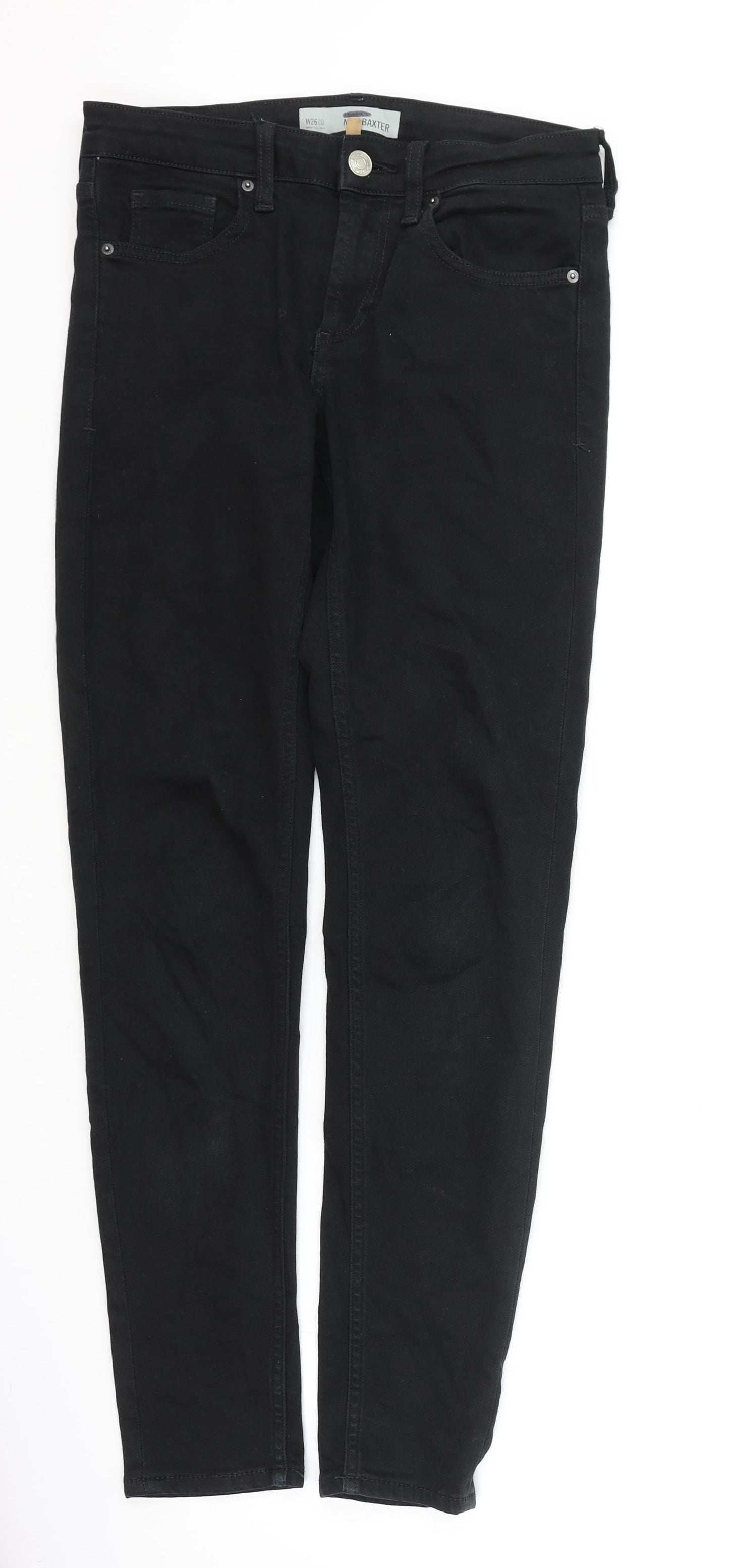 Topshop Womens Black Cotton Skinny Jeans Size 26 L32 in Regular Zip
