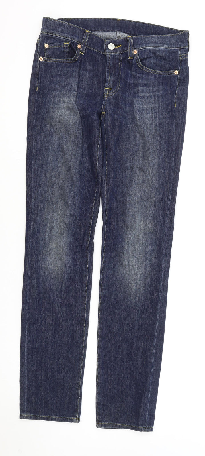 7 Womens Blue Cotton Straight Jeans Size 29 L30.5 in Regular Zip