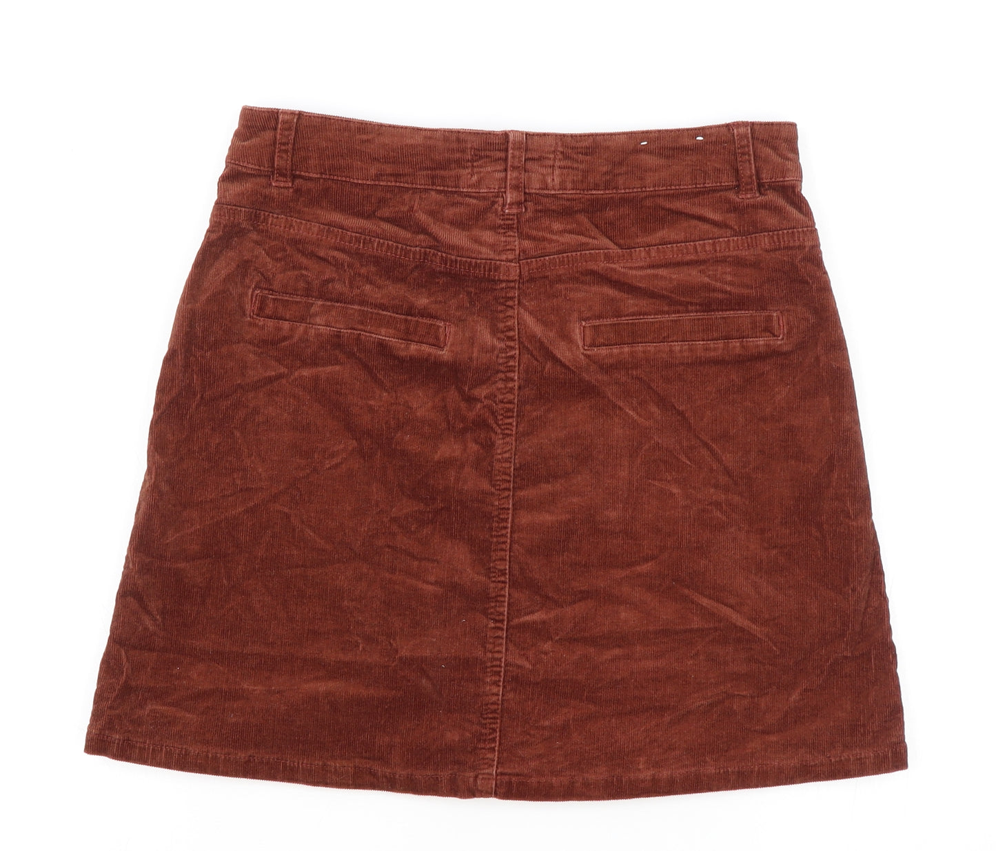 New Look Womens Brown Cotton Mini Skirt Size 10 Button