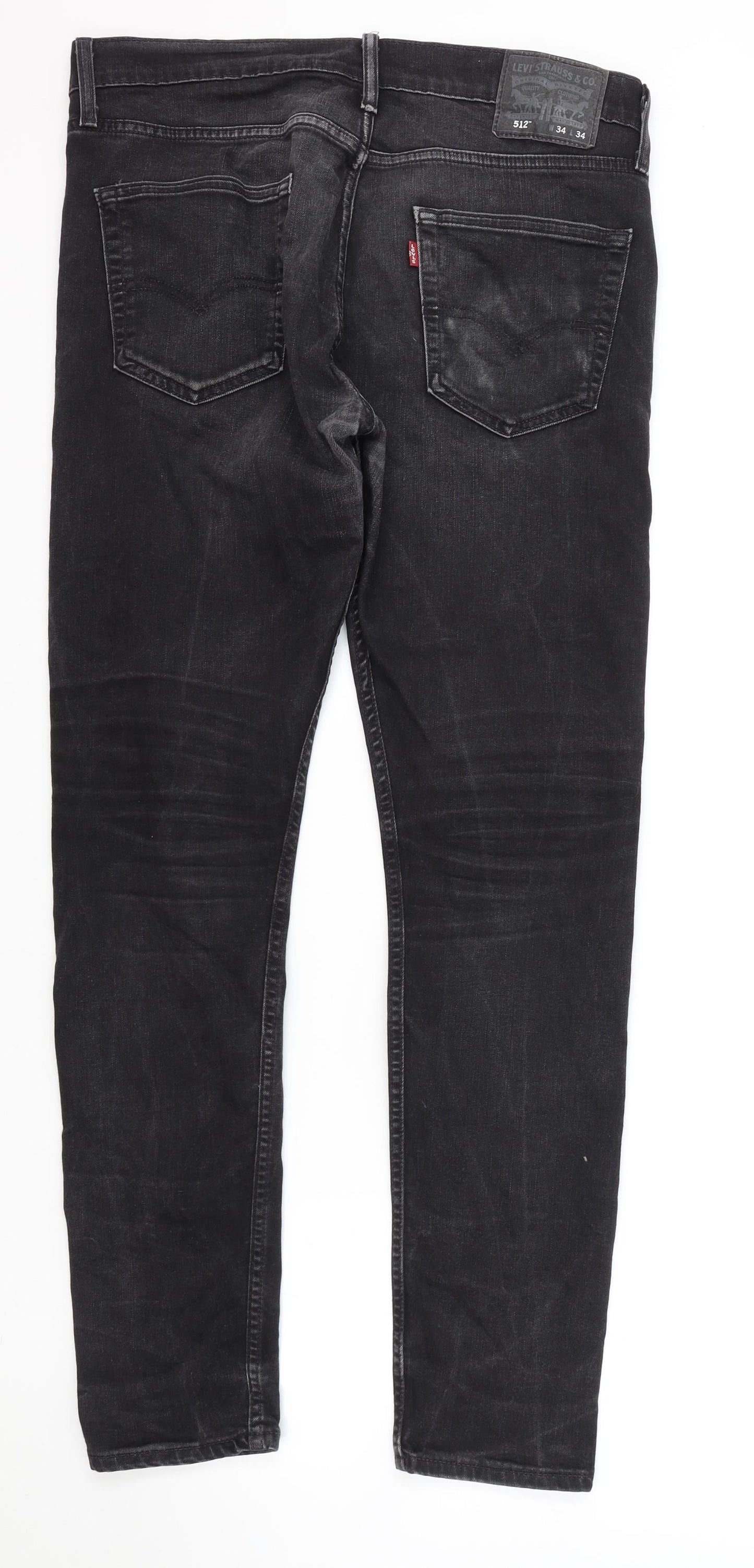 Levi's Mens Black Cotton Straight Jeans Size 34 in L34 in Regular Zip