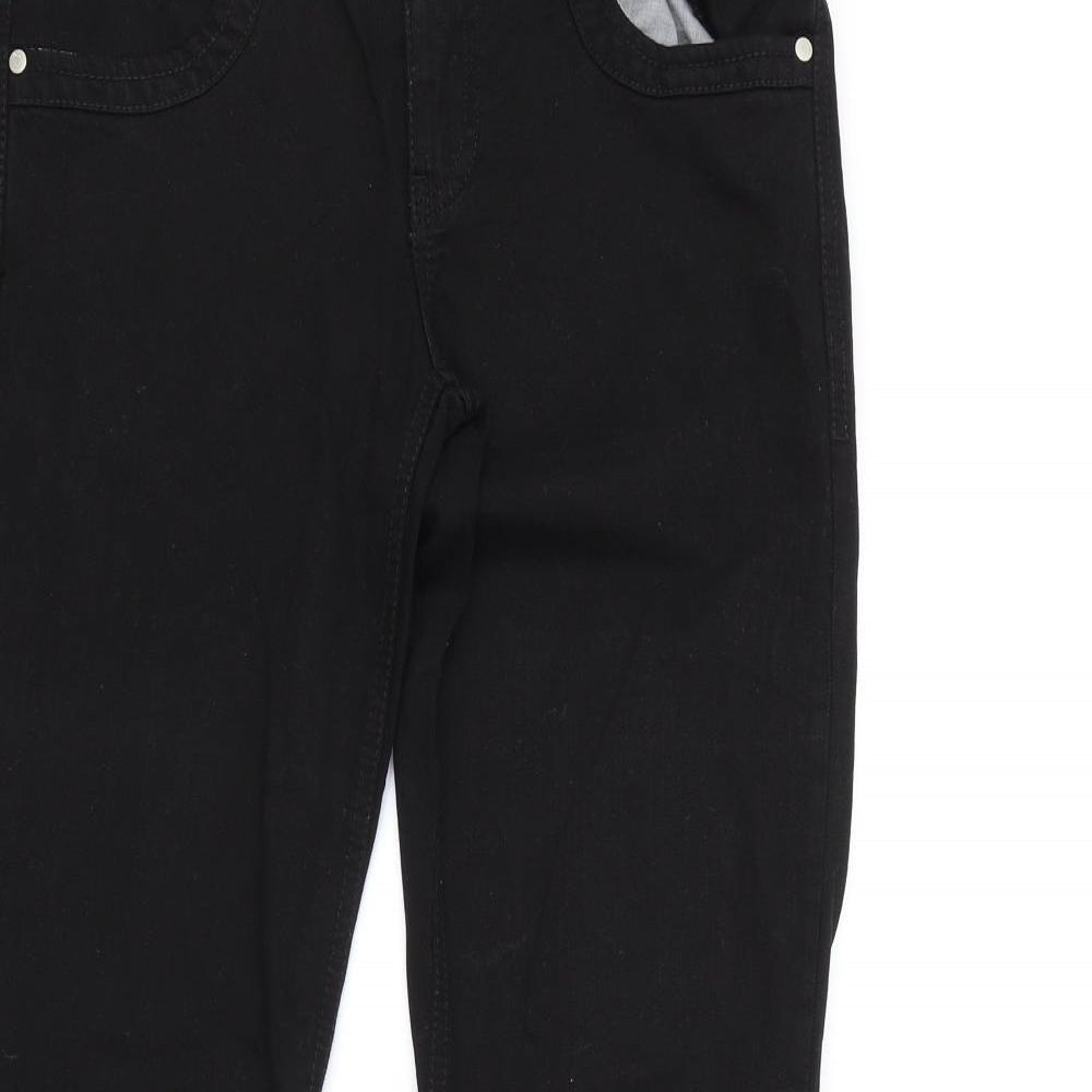 NEXT Womens Black Cotton Bootcut Jeans Size 10 L30 in Regular Zip