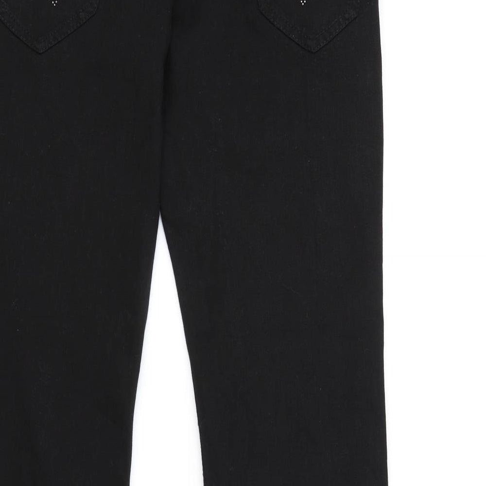 NEXT Womens Black Cotton Bootcut Jeans Size 10 L30 in Regular Zip