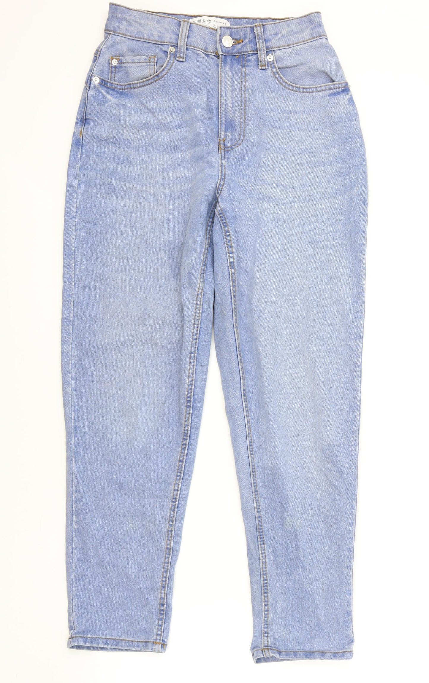 Primark Womens Blue Cotton Tapered Jeans Size 10 L27 in Regular Zip