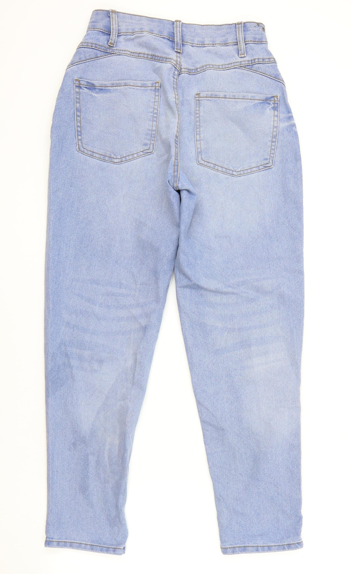 Primark Womens Blue Cotton Tapered Jeans Size 10 L27 in Regular Zip