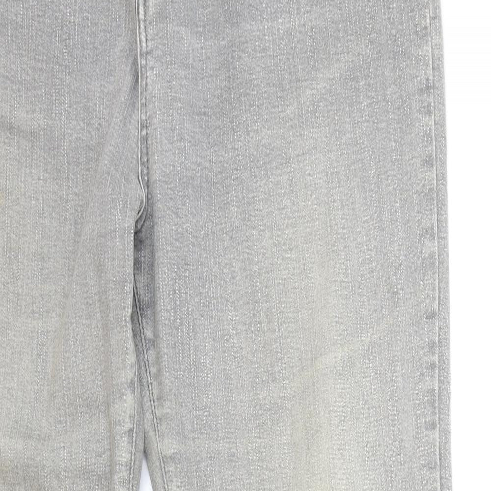 Per Una Womens Grey Cotton Bootcut Jeans Size 18 L30 in Regular Zip