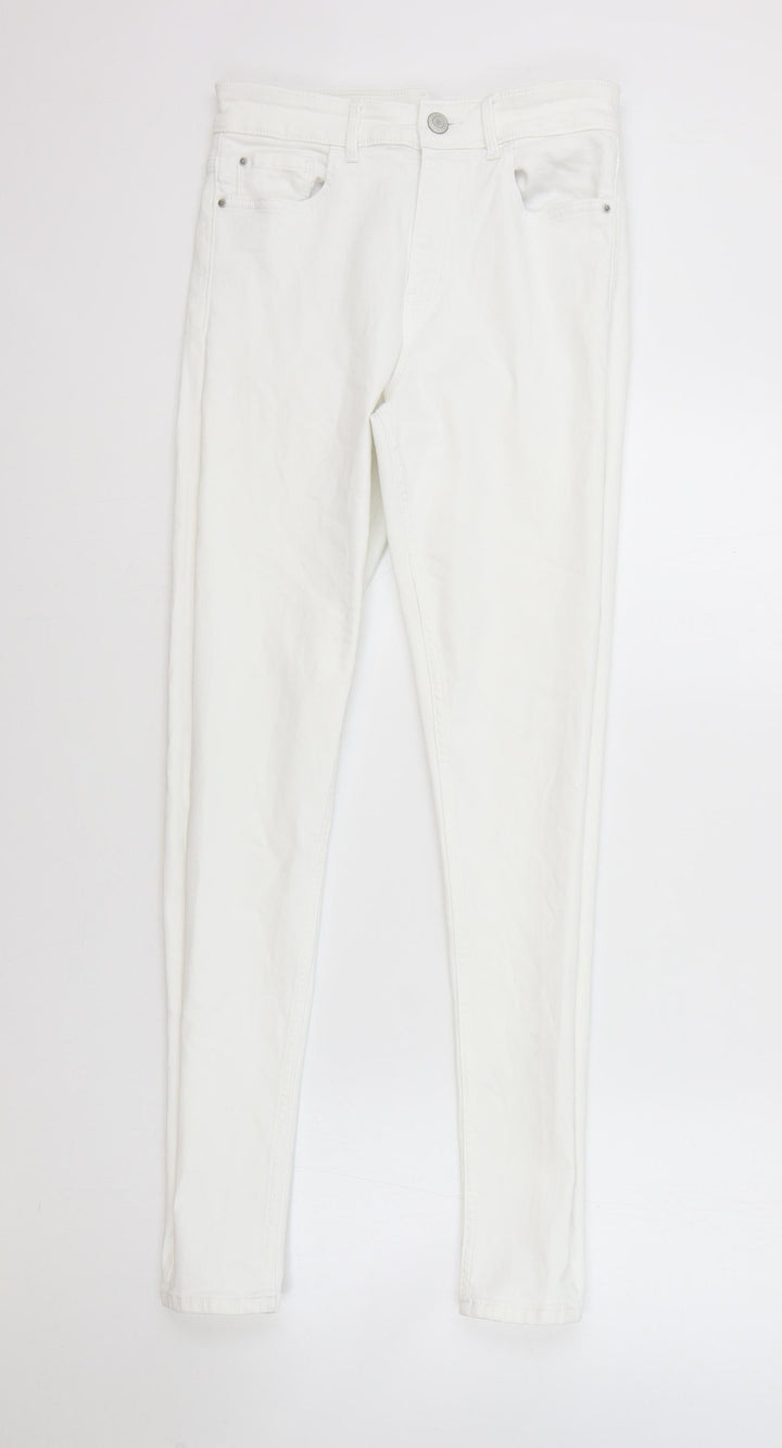 Marks and Spencer Womens White Polyester Skinny Jeans Size 8 L30 in Regular Zip