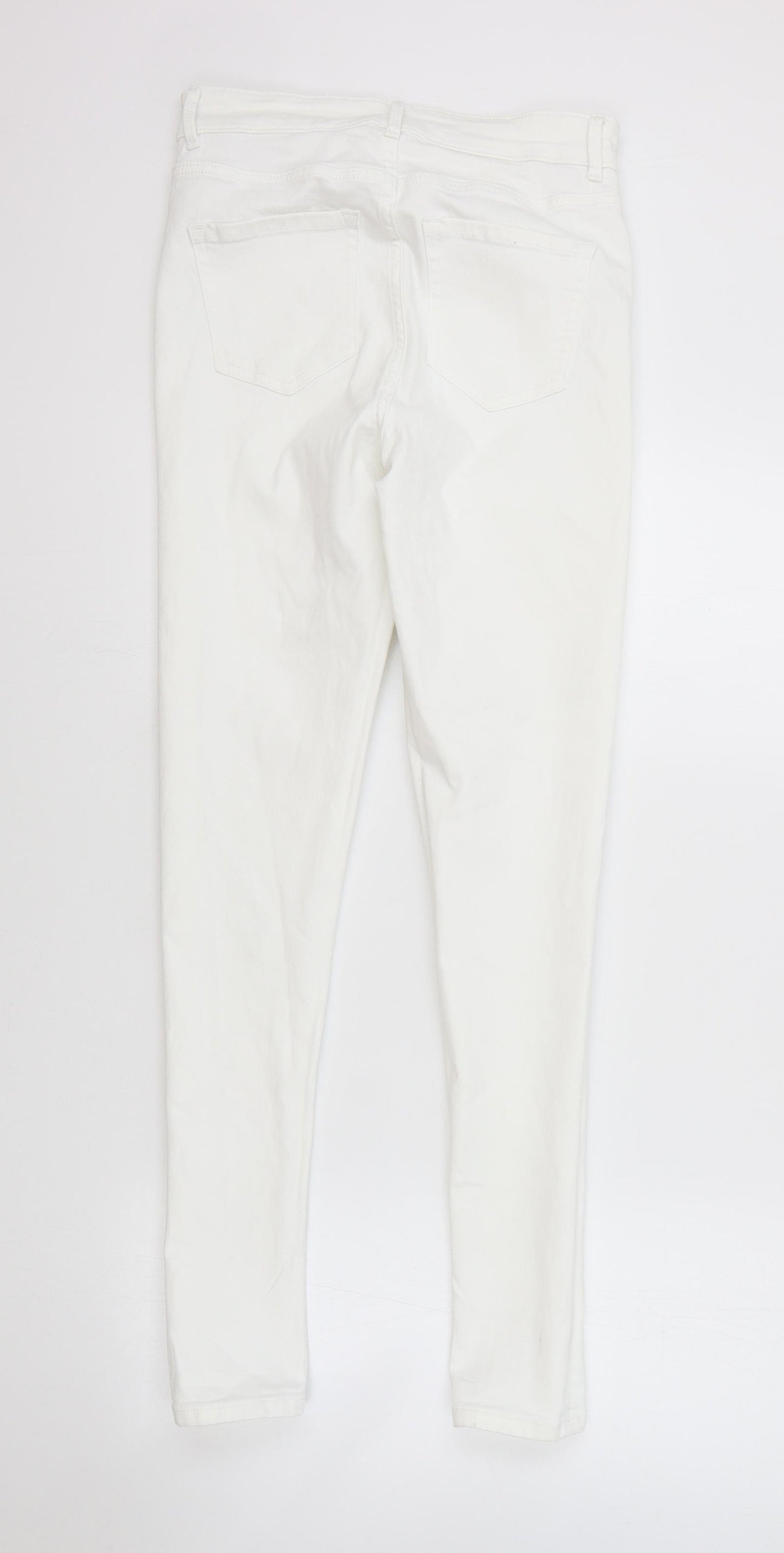 Marks and Spencer Womens White Polyester Skinny Jeans Size 8 L30 in Regular Zip