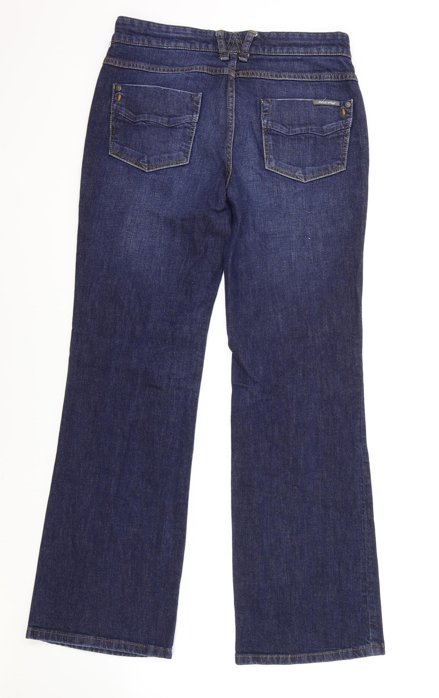 White Stuff Womens Blue Cotton Bootcut Jeans Size 10 L29 in Regular Zip