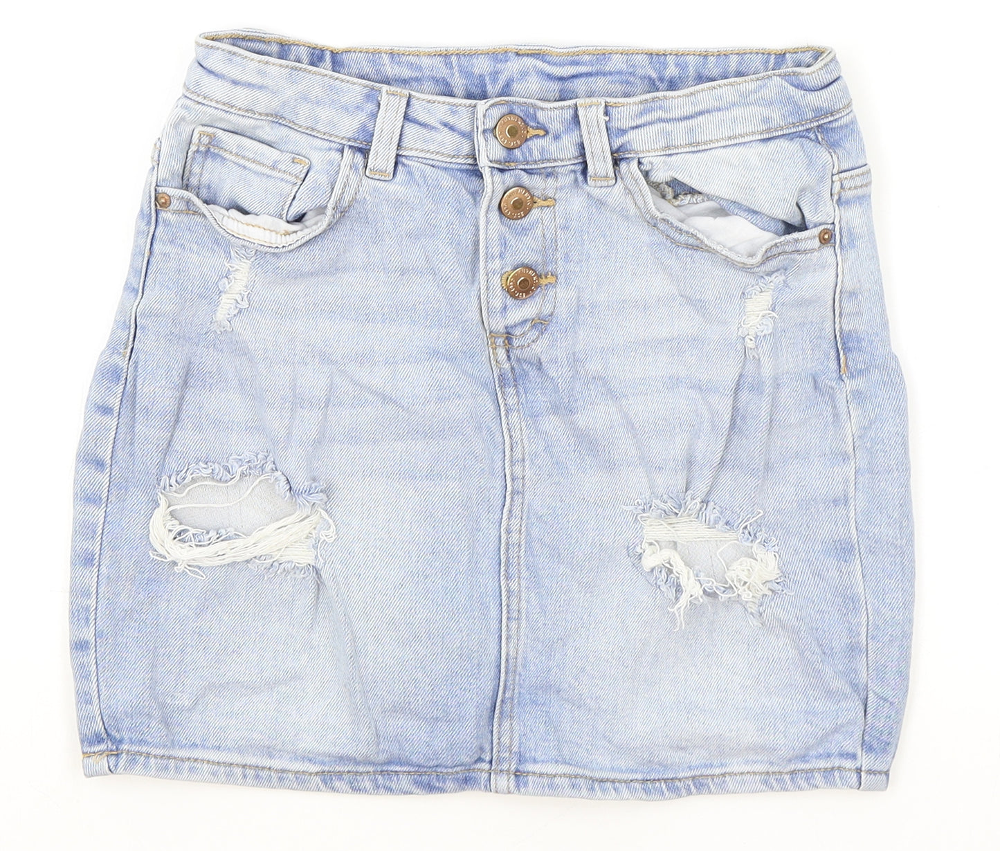 George Girls Blue Polyester Mini Skirt Size 10-11 Years Regular Button