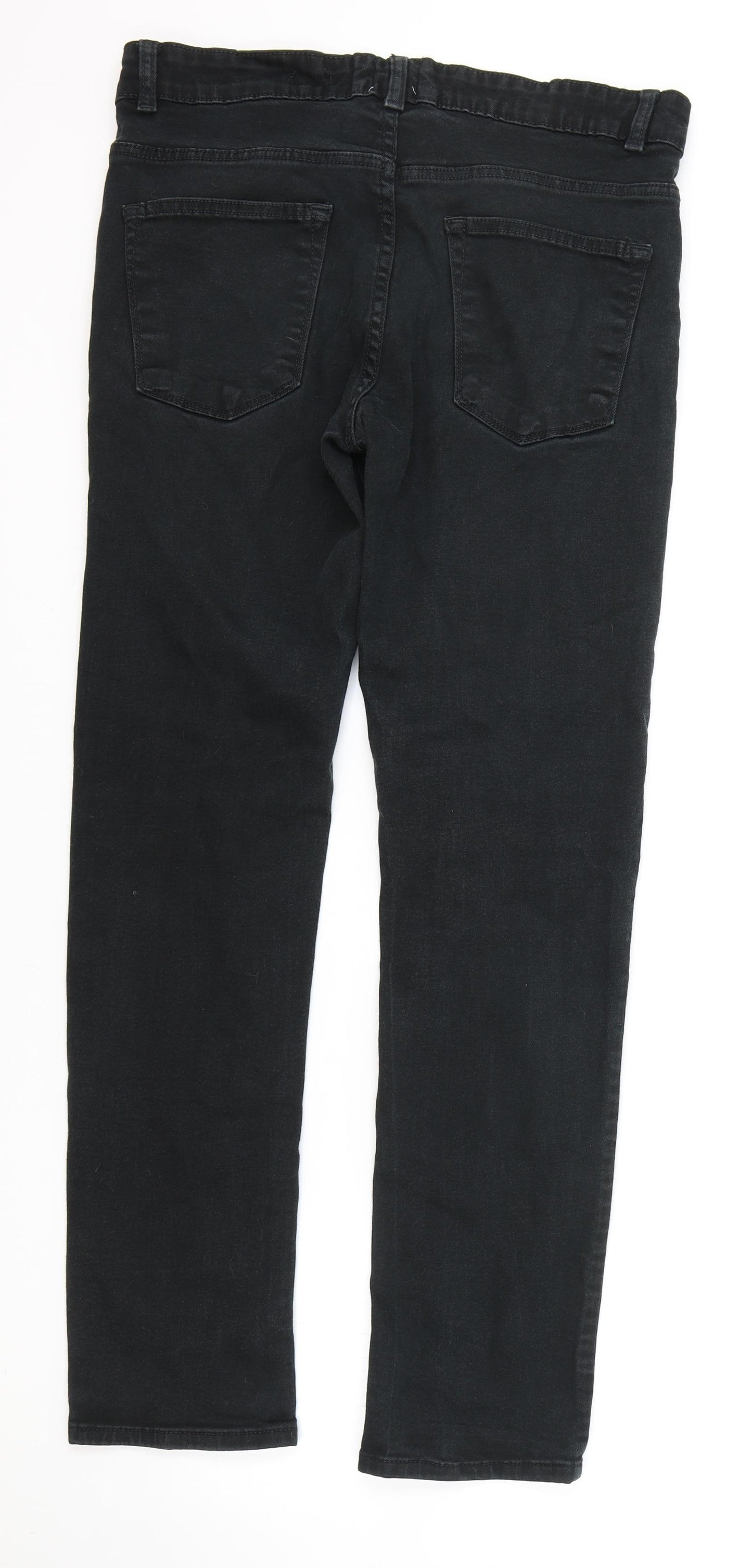 Easy Mens Black Cotton Skinny Jeans Size 32 L20 in Regular Zip