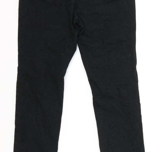 Marks and Spencer Mens Black Cotton Chino Trousers Size 32 in L33 in Regular Button