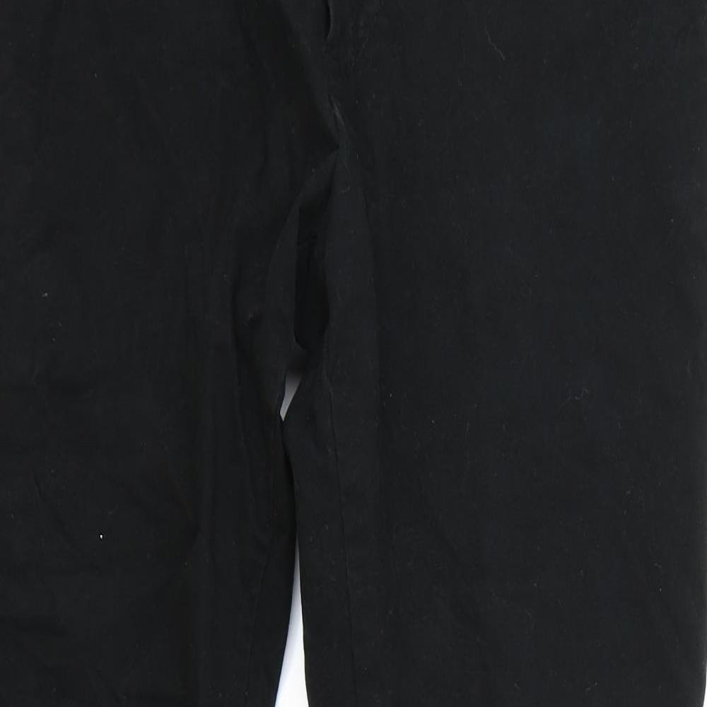 Marks and Spencer Mens Black Cotton Chino Trousers Size 32 in L33 in Regular Button
