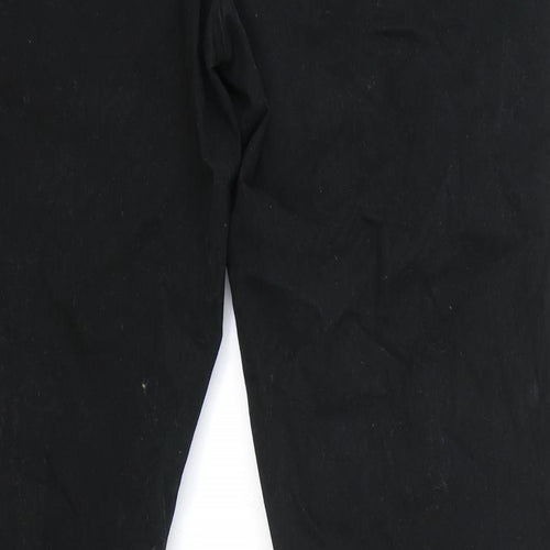 Marks and Spencer Mens Black Cotton Chino Trousers Size 32 in L33 in Regular Button