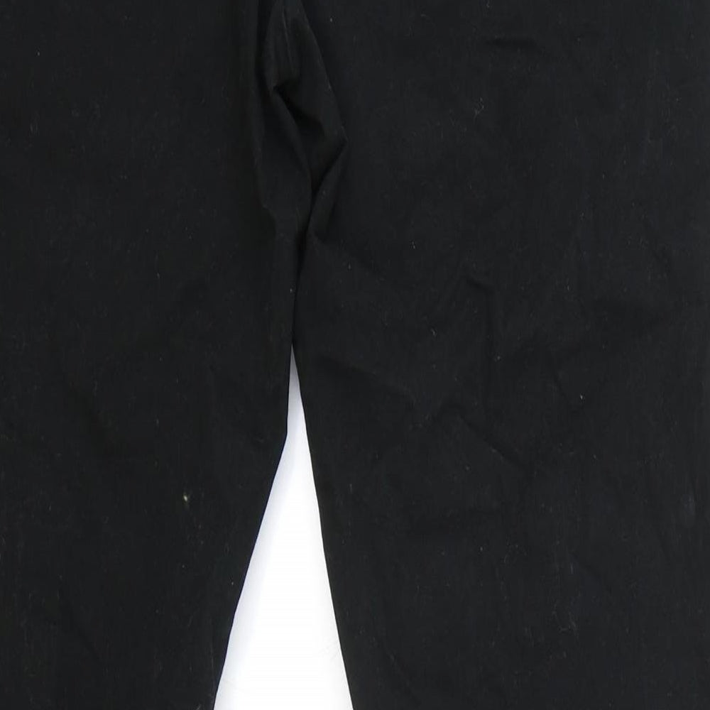 Marks and Spencer Mens Black Cotton Chino Trousers Size 32 in L33 in Regular Button