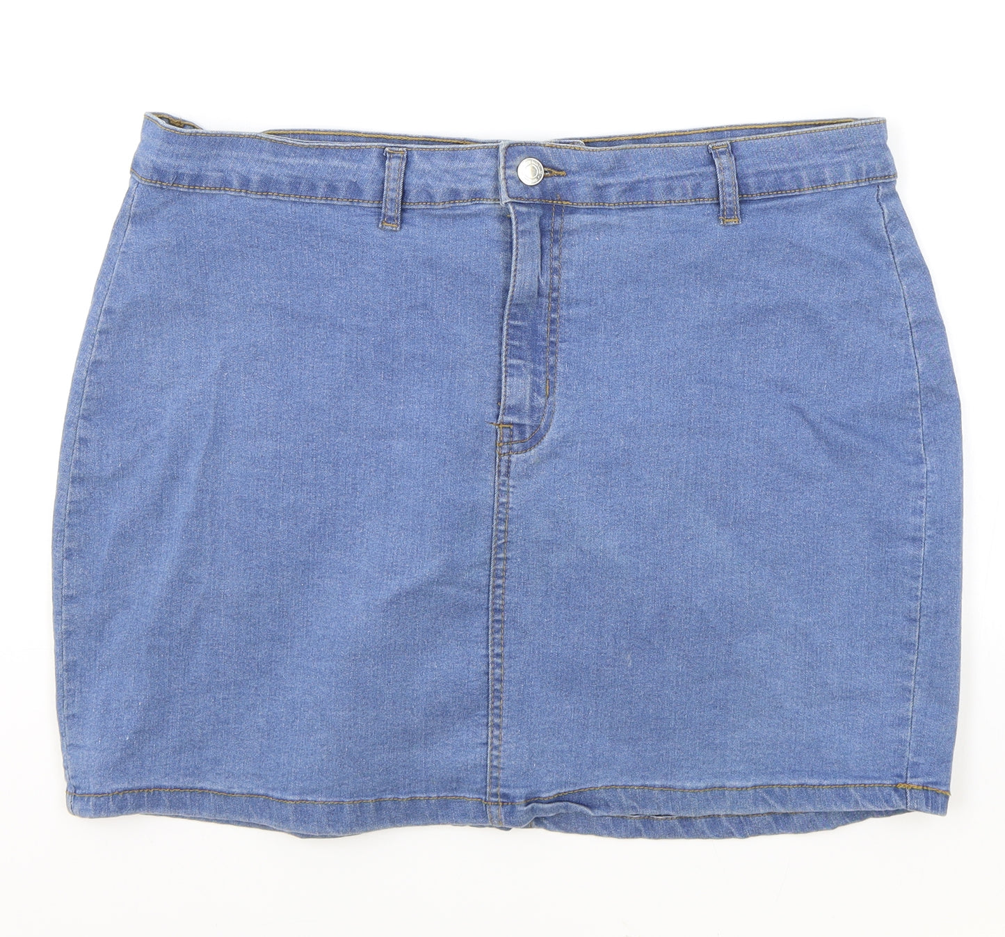 Don't Think Twice Womens Blue Cotton Mini Skirt Size 20 Zip
