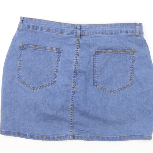 Don't Think Twice Womens Blue Cotton Mini Skirt Size 20 Zip