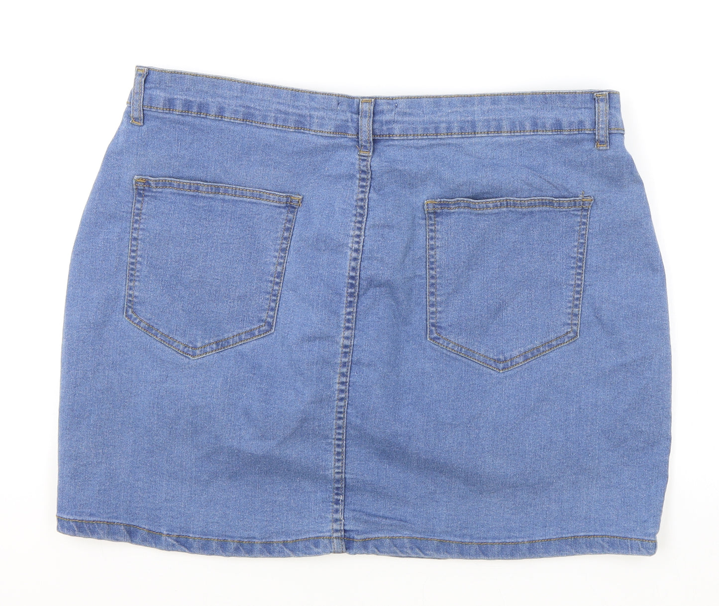 Don't Think Twice Womens Blue Cotton Mini Skirt Size 20 Zip
