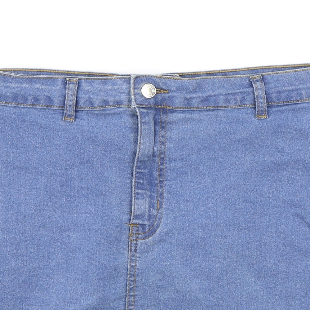 Don't Think Twice Womens Blue Cotton Mini Skirt Size 20 Zip