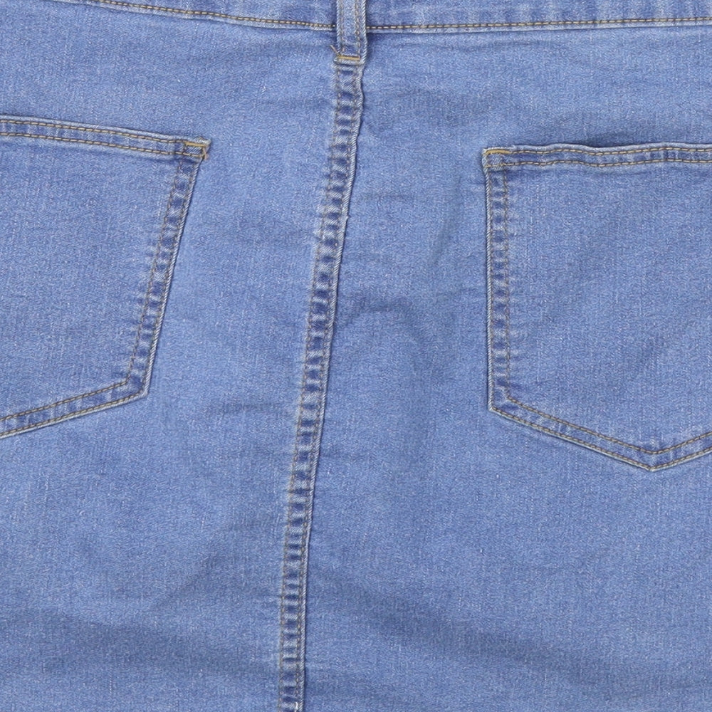 Don't Think Twice Womens Blue Cotton Mini Skirt Size 20 Zip