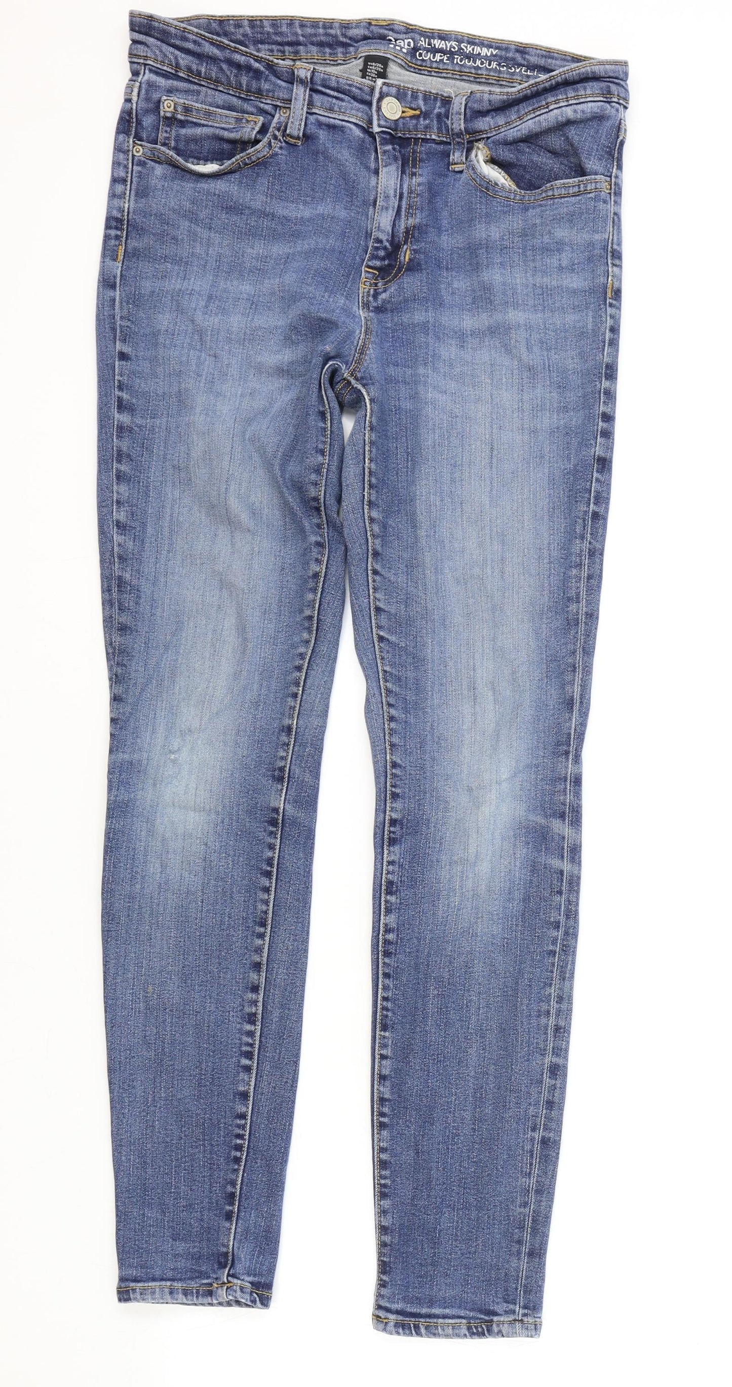 Gap Womens Blue Cotton Skinny Jeans Size 10 L28 in Regular Zip