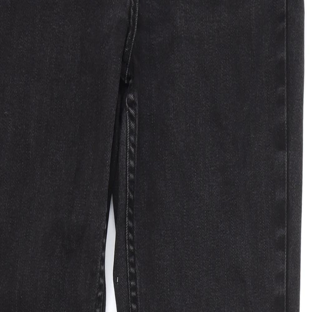 Marks and Spencer Womens Black Cotton Straight Jeans Size 12 L30 in Regular Zip