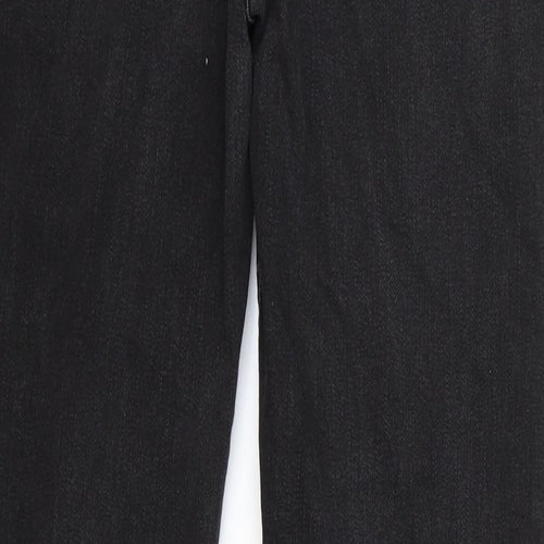 Marks and Spencer Womens Black Cotton Straight Jeans Size 12 L30 in Regular Zip