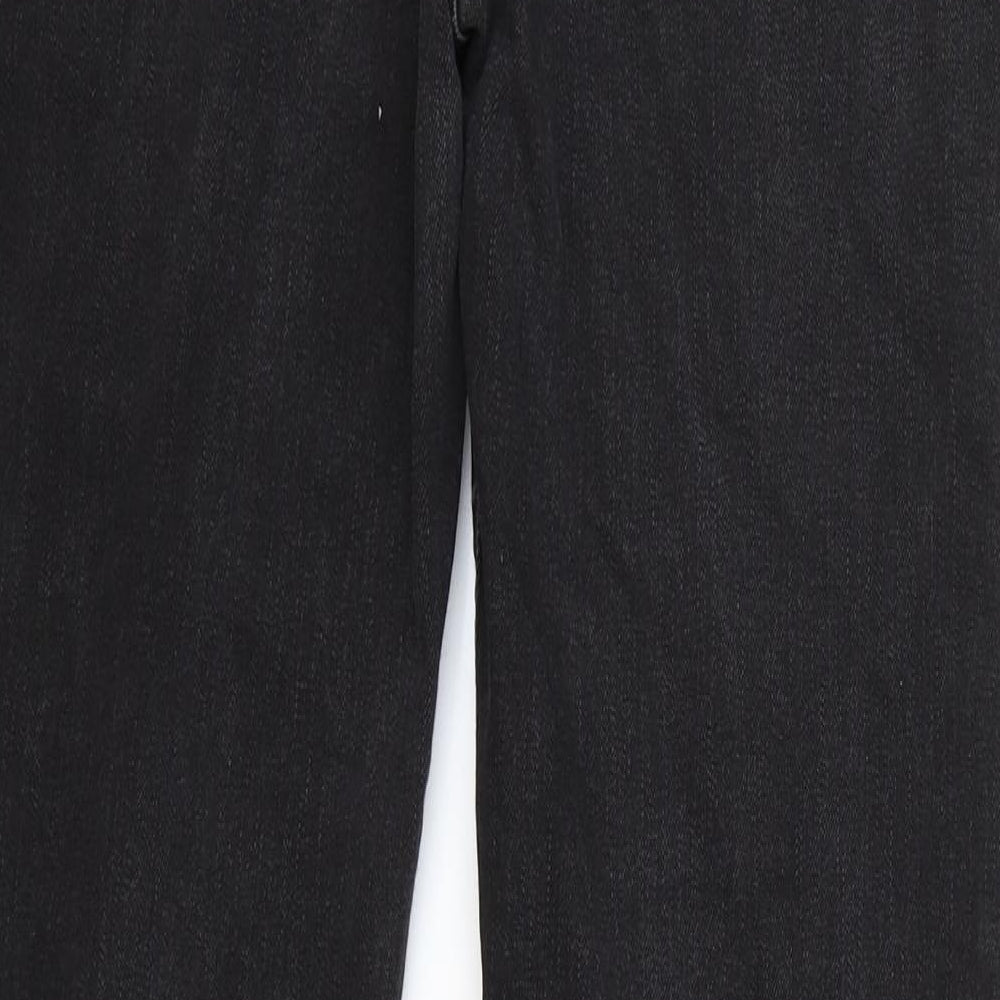 Marks and Spencer Womens Black Cotton Straight Jeans Size 12 L30 in Regular Zip
