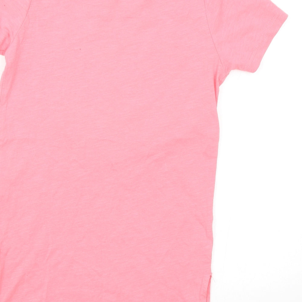 Preworn Girls Pink Cotton Basic T-Shirt Size 10-11 Years Round Neck Pullover