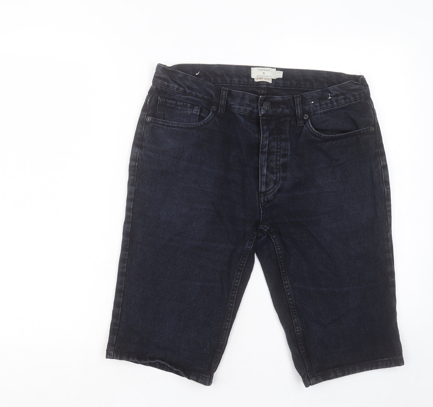 Topman Mens Blue Cotton Bermuda Shorts Size 32 in L14 in Regular Button