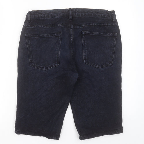 Topman Mens Blue Cotton Bermuda Shorts Size 32 in L14 in Regular Button