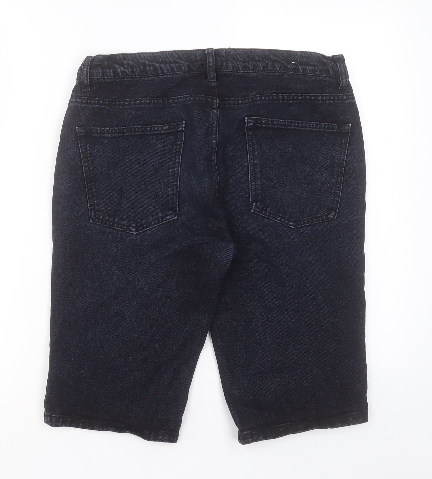 Topman Mens Blue Cotton Bermuda Shorts Size 32 in L14 in Regular Button