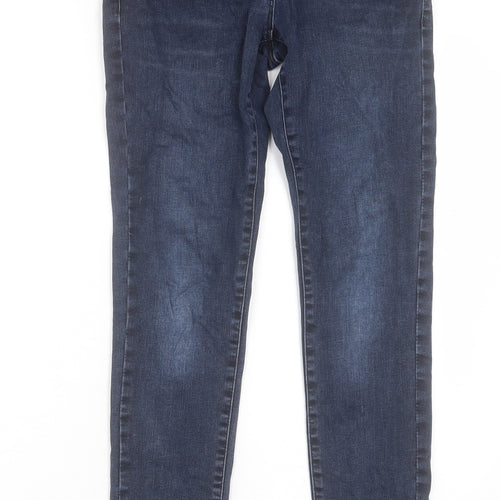 NEXT Womens Blue Cotton Skinny Jeans Size 10 L28 in Regular Button - Lift Slim & Shape