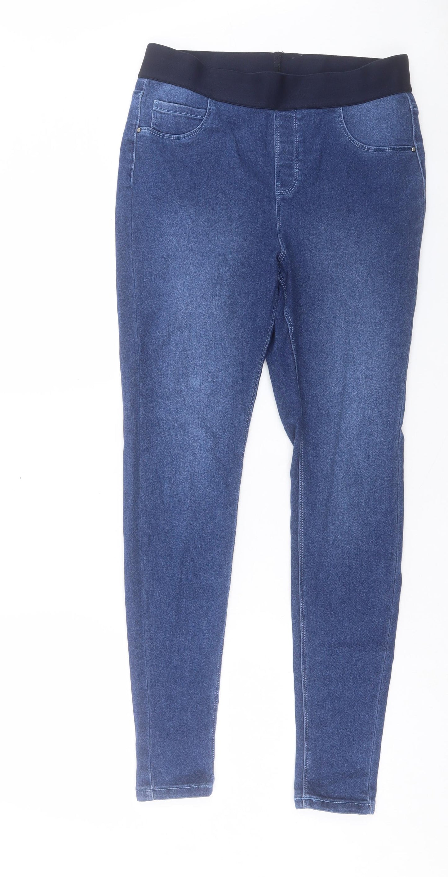 George Womens Blue Cotton Jegging Trousers Size 14 L29 in Regular